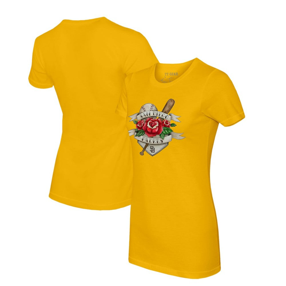 San Diego Padres Tiny Turnip Women's Tattoo Rose T-Shirt | MLB On Sale