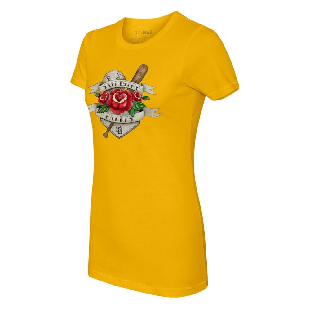 San Diego Padres Tiny Turnip Women's Tattoo Rose T-Shirt | MLB On Sale