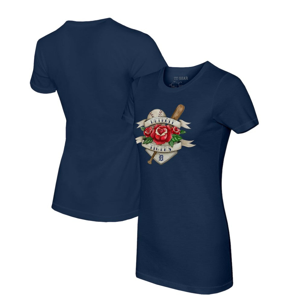 Detroit Tigers Tiny Turnip Women's Tattoo Rose T-Shirt | MLB Discount