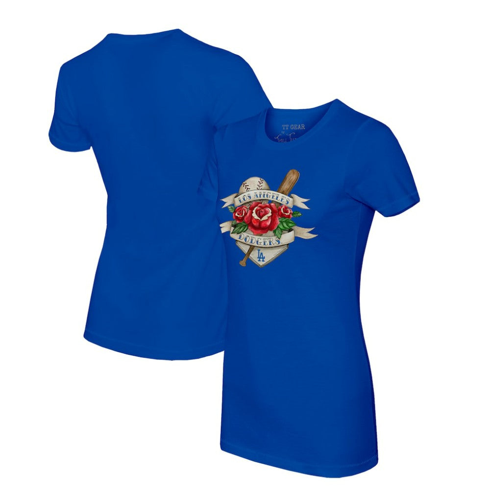 Los Angeles Dodgers Tiny Turnip Women's Tattoo Rose T-Shirt | MLB Outlet