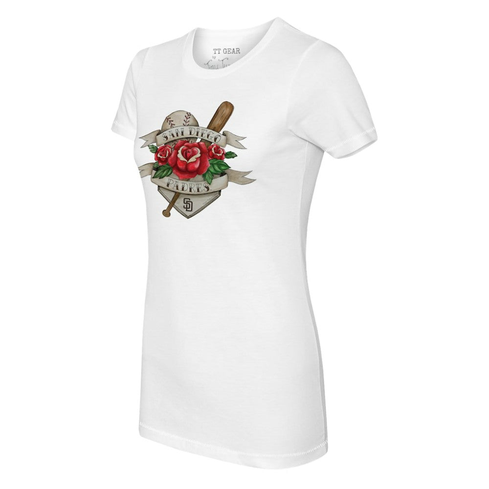 San Diego Padres Tiny Turnip Women's Tattoo Rose T-Shirt | MLB New