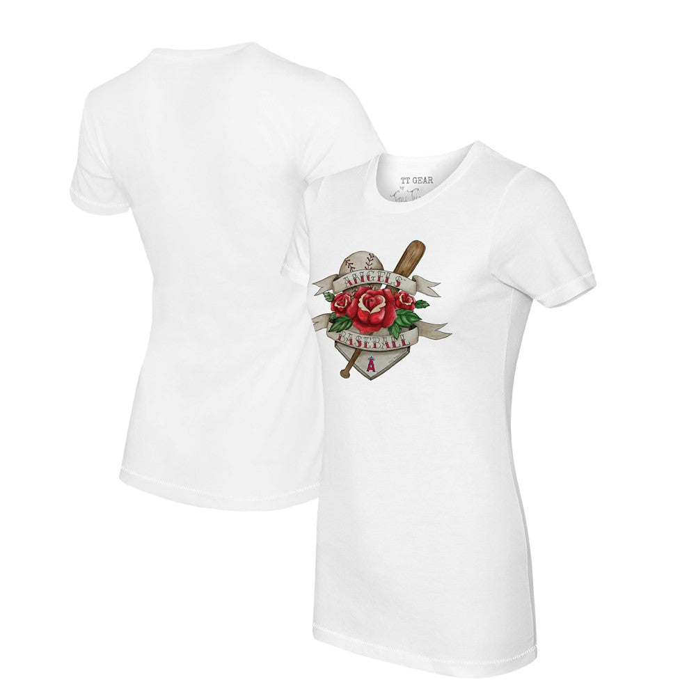 Los Angeles Angels Tiny Turnip Women's Tattoo Rose T-Shirt | MLB New