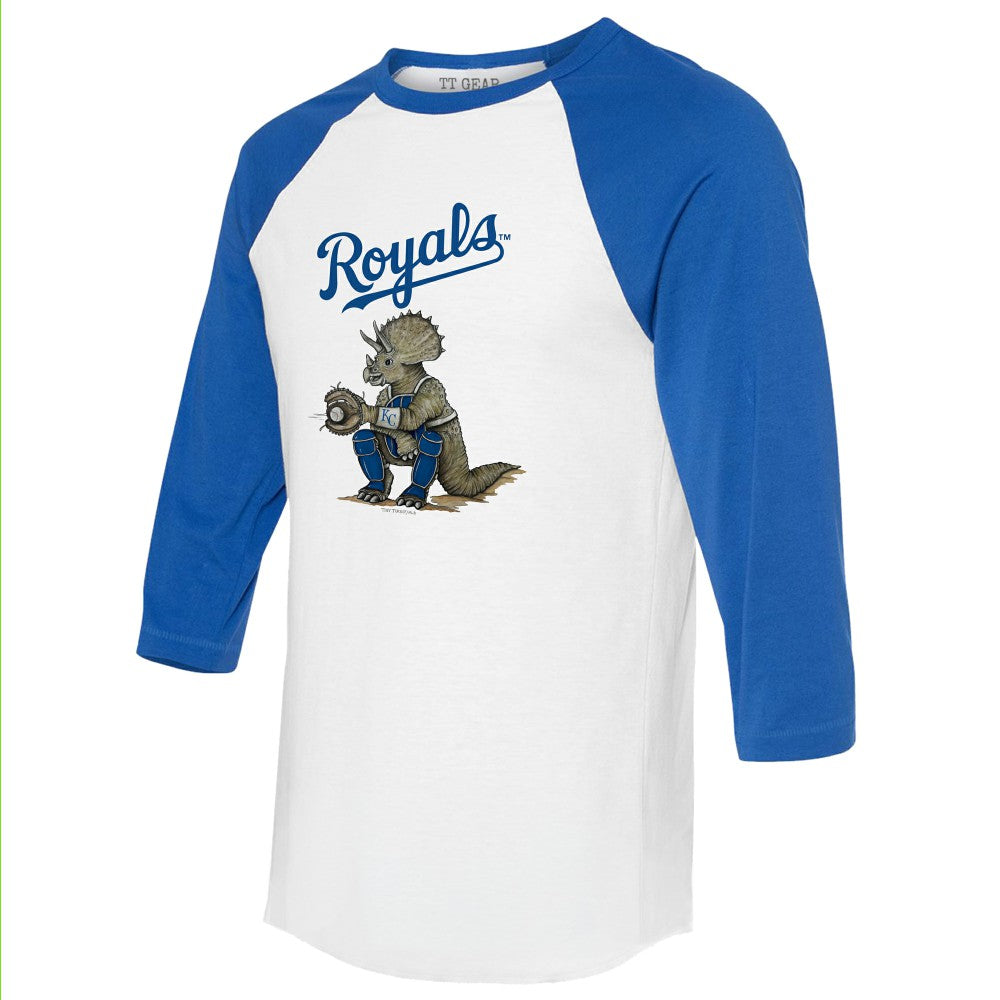 Kansas City Royals Tiny Turnip Unisex Triceratops 3/4-Sleeve Raglan T-Shirt | MLB Near me