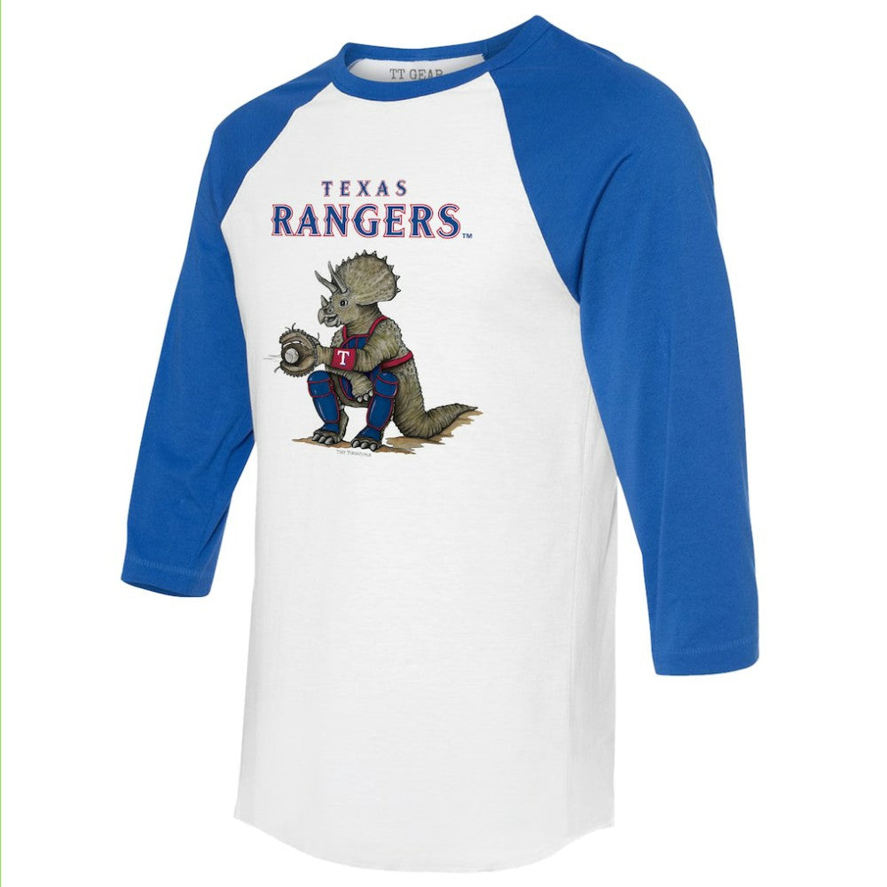 Texas Rangers Tiny Turnip Unisex Triceratops 3/4-Sleeve Raglan T-Shirt | MLB Shop