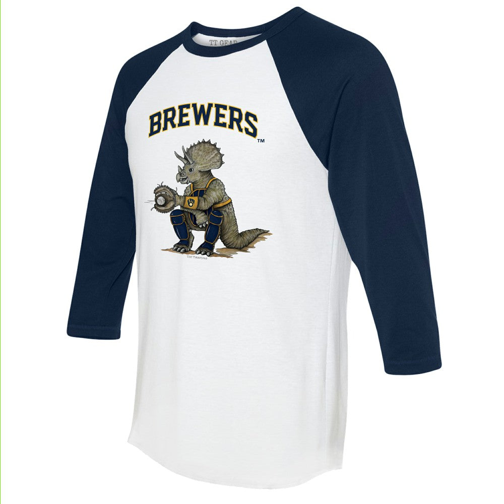 Milwaukee Brewers Tiny Turnip Unisex Triceratops 3/4-Sleeve Raglan T-Shirt | MLB US
