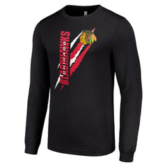 Chicago Blackhawks Starter Color Scratch Long-Sleeve T-Shirt On Sale