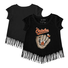 Baltimore Orioles Tiny Turnip Girls Youth Butterfly Glove Fringe T-Shirt | MLB US