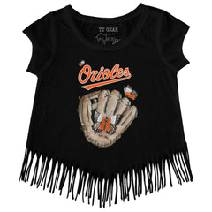 Baltimore Orioles Tiny Turnip Girls Youth Butterfly Glove Fringe T-Shirt | MLB US
