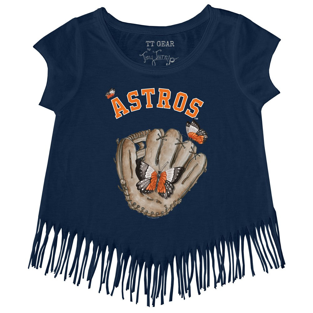 Houston Astros Tiny Turnip Girls Youth Butterfly Glove Fringe T-Shirt | MLB Sale