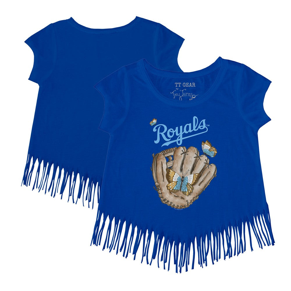 Kansas City Royals Tiny Turnip Girls Youth Butterfly Glove Fringe T-Shirt | MLB US
