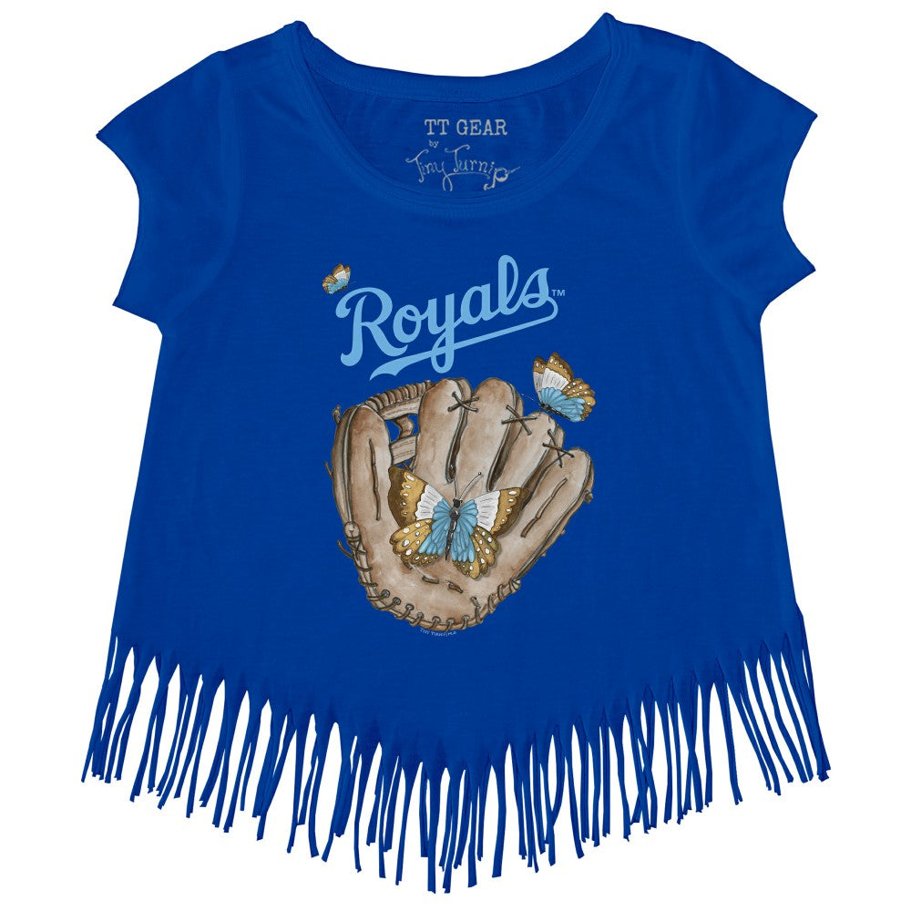 Kansas City Royals Tiny Turnip Girls Youth Butterfly Glove Fringe T-Shirt | MLB US