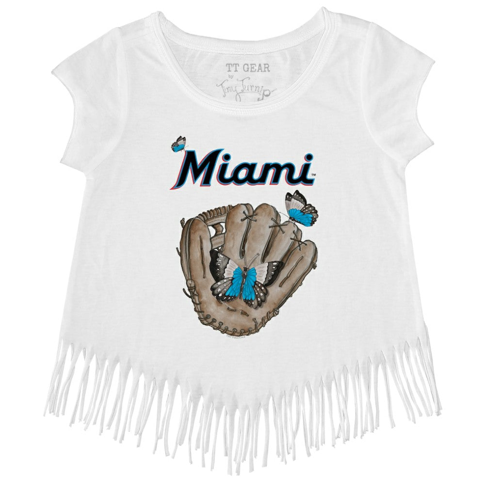 Miami Marlins Tiny Turnip Girls Youth Butterfly Glove Fringe T-Shirt | MLB Shop