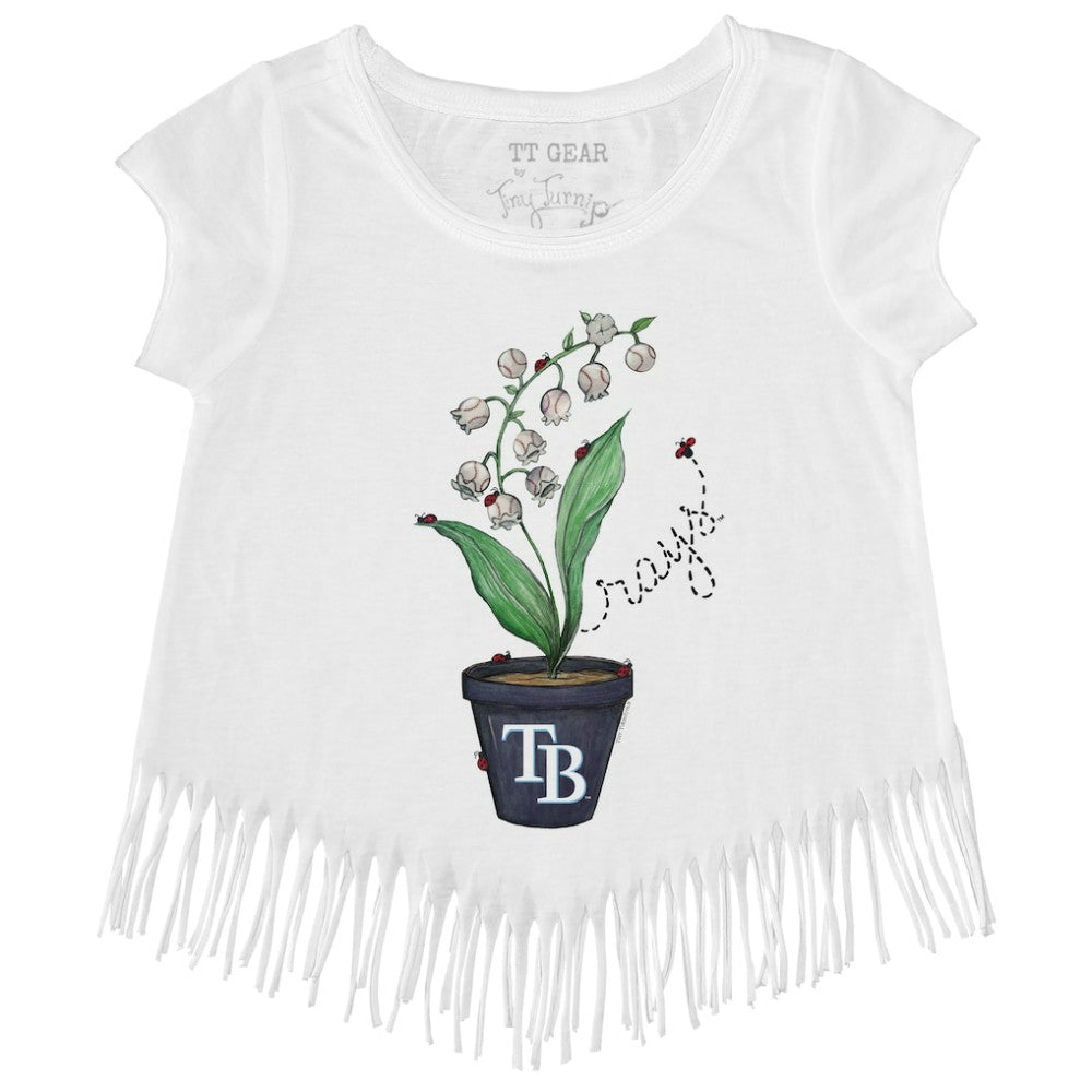 Tampa Bay Rays Tiny Turnip Girls Youth Lilies & Ladybugs Fringe T-Shirt | MLB Outlet