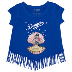 Los Angeles Dodgers Tiny Turnip Girls Youth Mermaid Fringe T-Shirt | MLB New