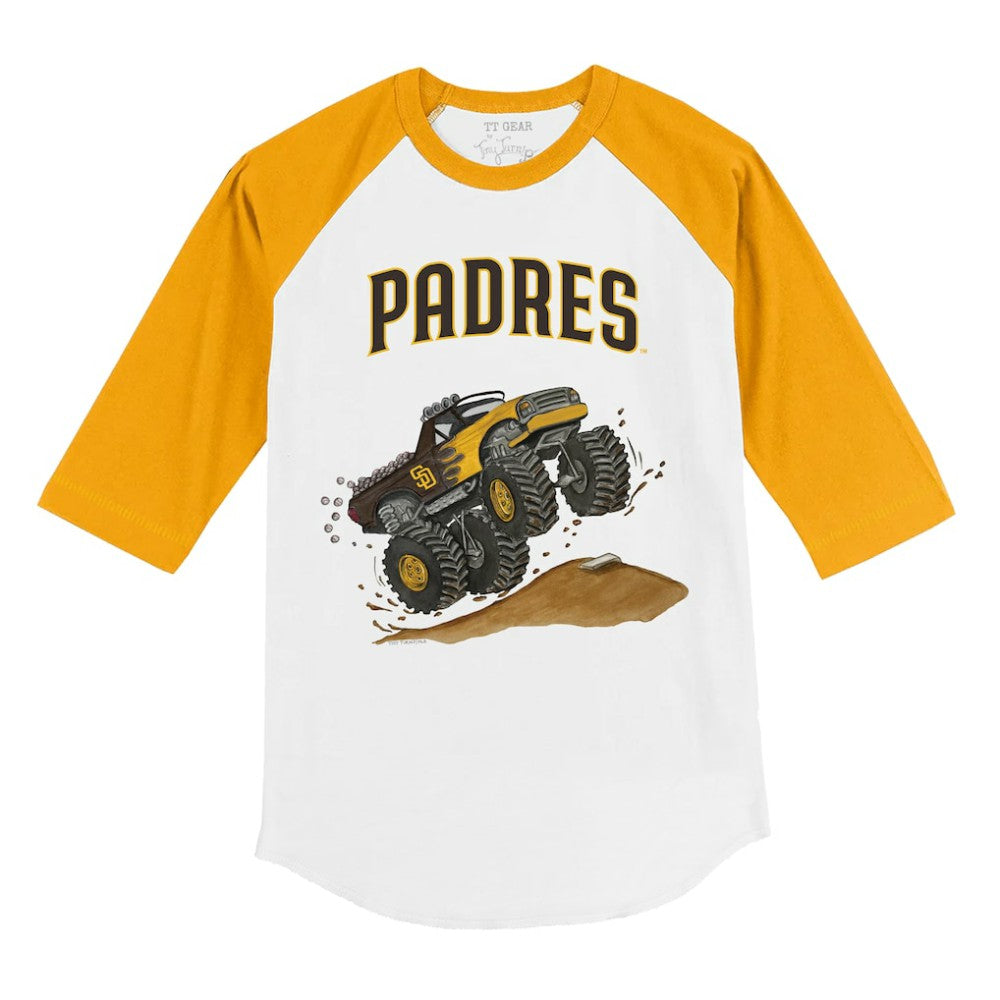 San Diego Padres Tiny Turnip Youth Monster Truck 3/4-Sleeve Raglan T-Shirt | MLB Sale