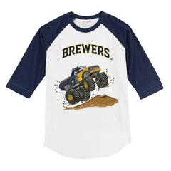 Milwaukee Brewers Tiny Turnip Youth Monster Truck 3/4-Sleeve Raglan T-Shirt | MLB Outlet