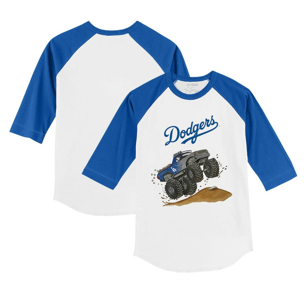 Los Angeles Dodgers Tiny Turnip Youth Monster Truck 3/4-Sleeve Raglan T-Shirt | MLB Online