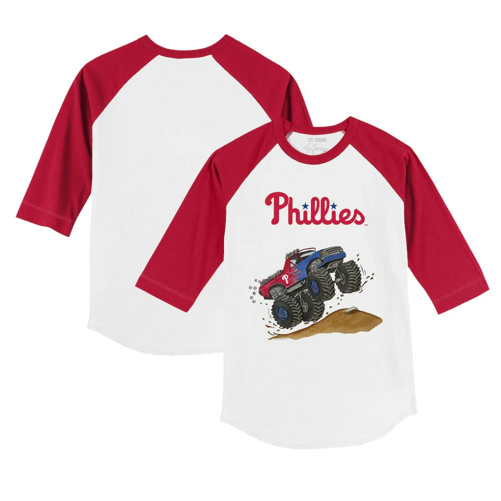 Philadelphia Phillies Tiny Turnip Youth Monster Truck 3/4-Sleeve Raglan T-Shirt | MLB Sale