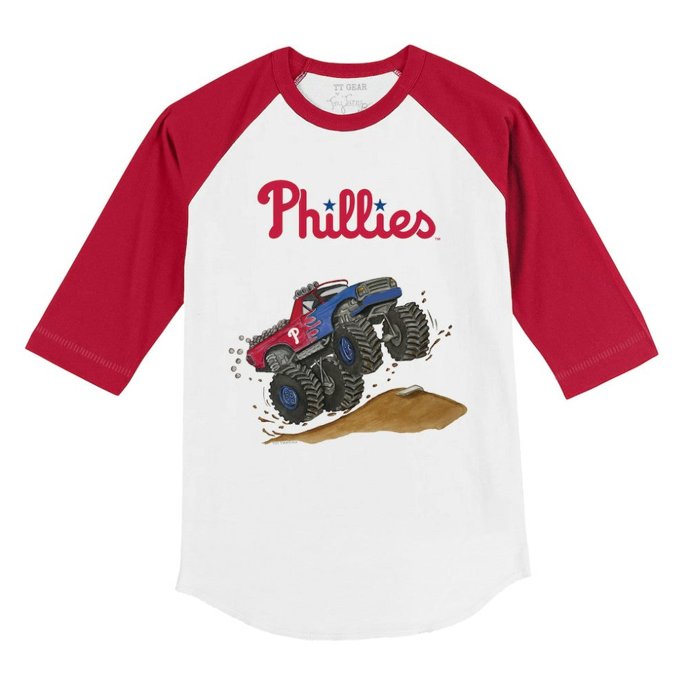 Philadelphia Phillies Tiny Turnip Youth Monster Truck 3/4-Sleeve Raglan T-Shirt | MLB Sale