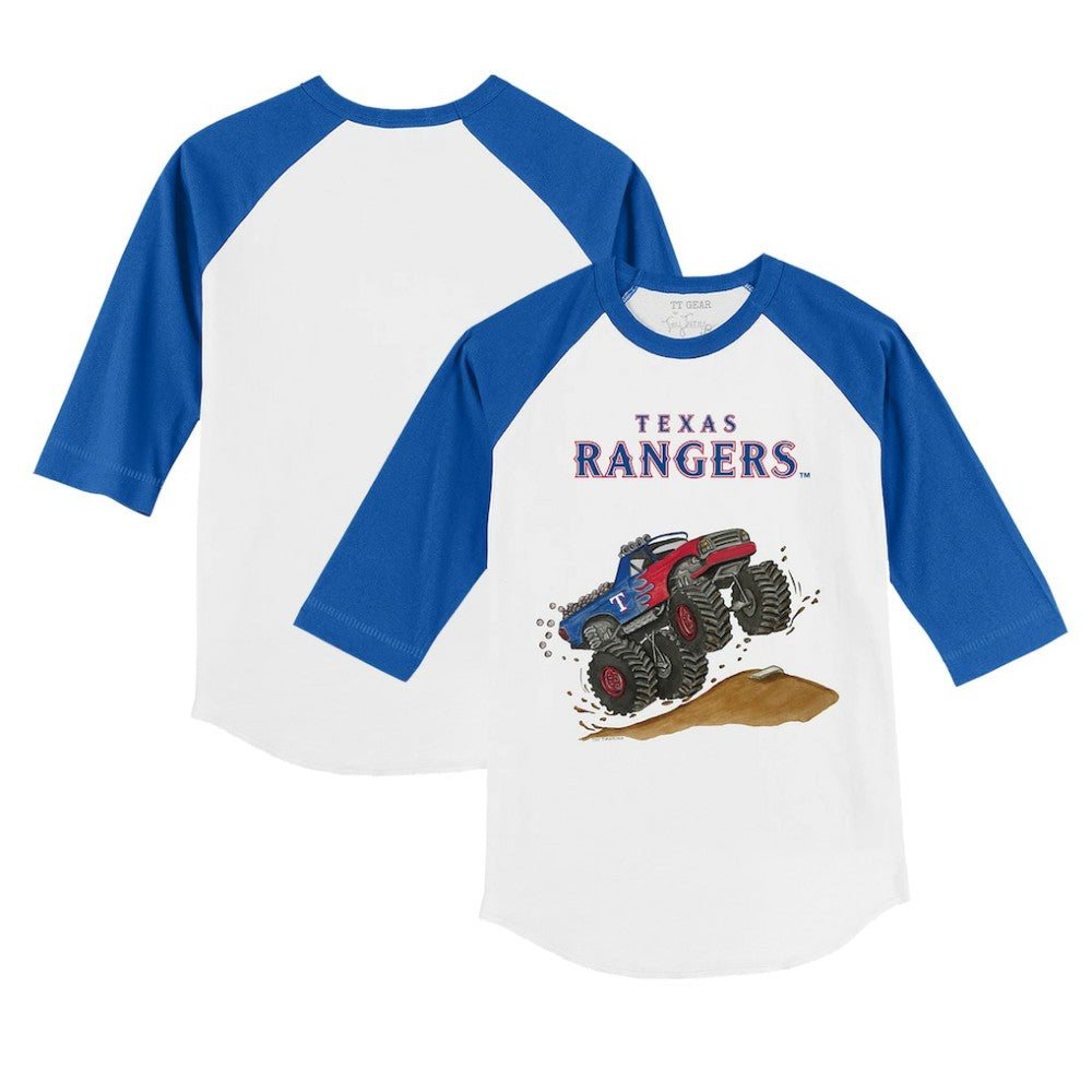 Texas Rangers Tiny Turnip Youth Monster Truck 3/4-Sleeve Raglan T-Shirt | MLB Discount