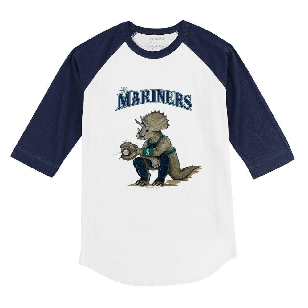 Seattle Mariners Tiny Turnip Youth Triceratops 3/4-Sleeve Raglan T-Shirt | MLB Outlet