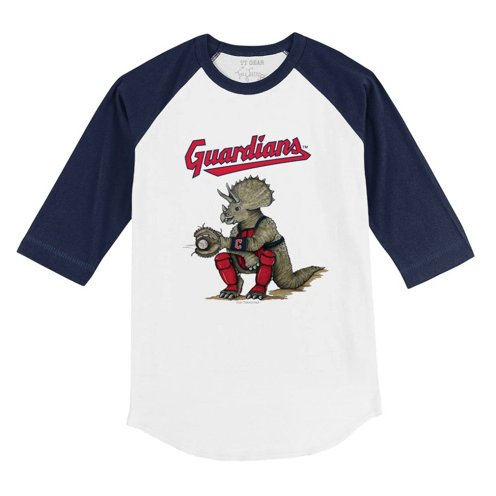 Cleveland Guardians Tiny Turnip Youth Triceratops 3/4-Sleeve Raglan T-Shirt | MLB New