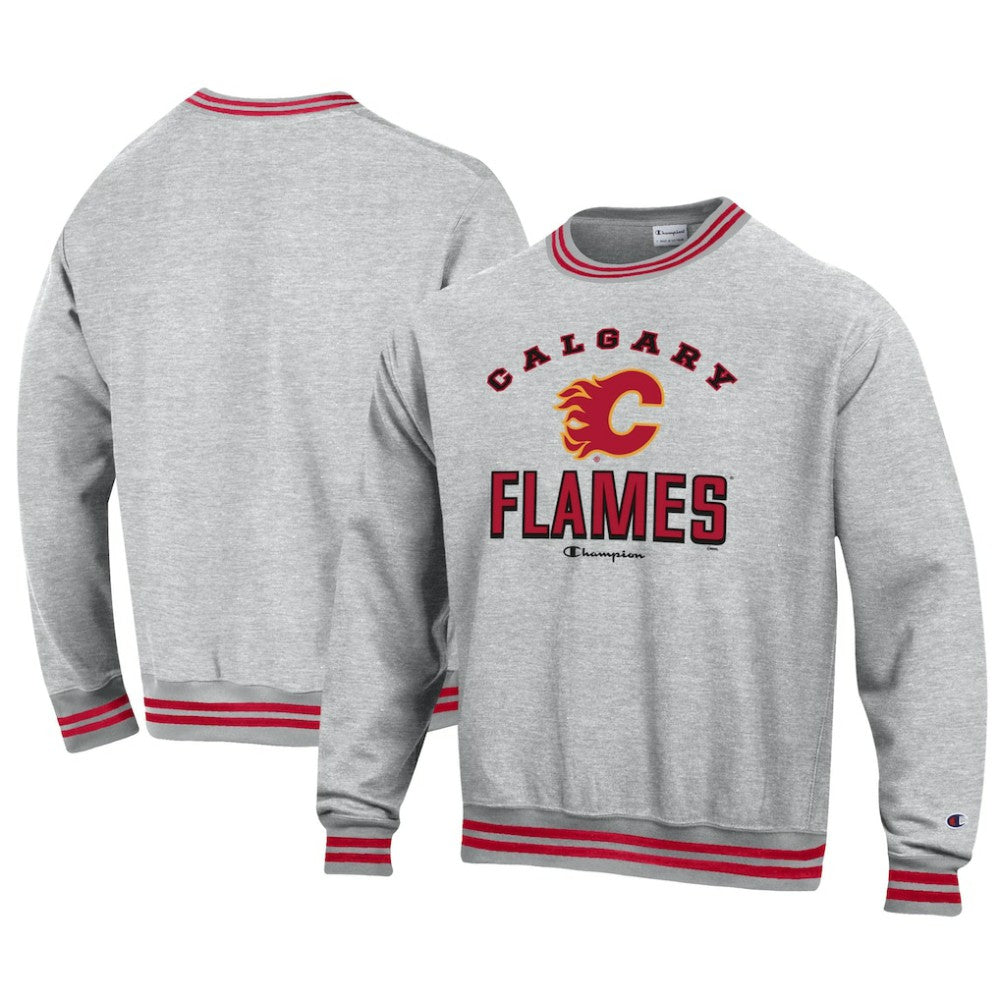 Calgary Flames Champion Reverse Weave Yarn Dye Pullover Sweatshirt Discount