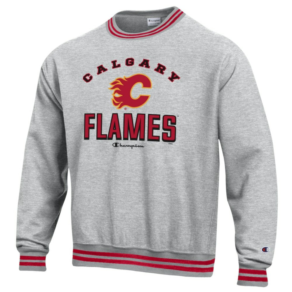 Calgary Flames Champion Reverse Weave Yarn Dye Pullover Sweatshirt Discount