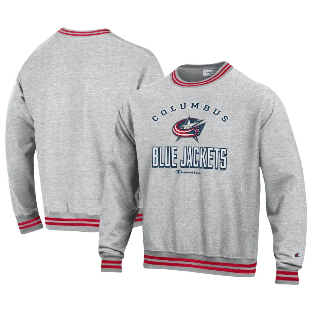 Columbus Blue Jackets Champion Reverse Weave Yarn Dye Pullover Sweatshirt On Sale