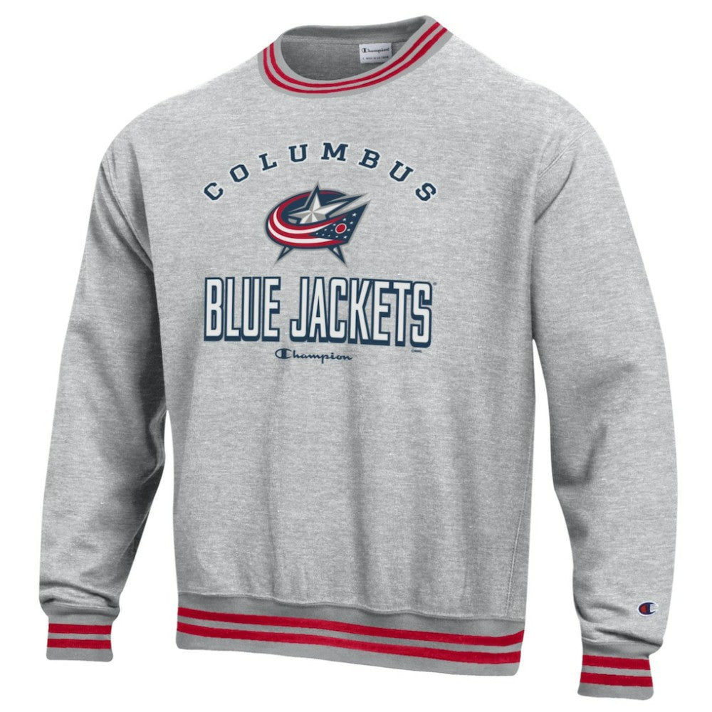 Columbus Blue Jackets Champion Reverse Weave Yarn Dye Pullover Sweatshirt On Sale