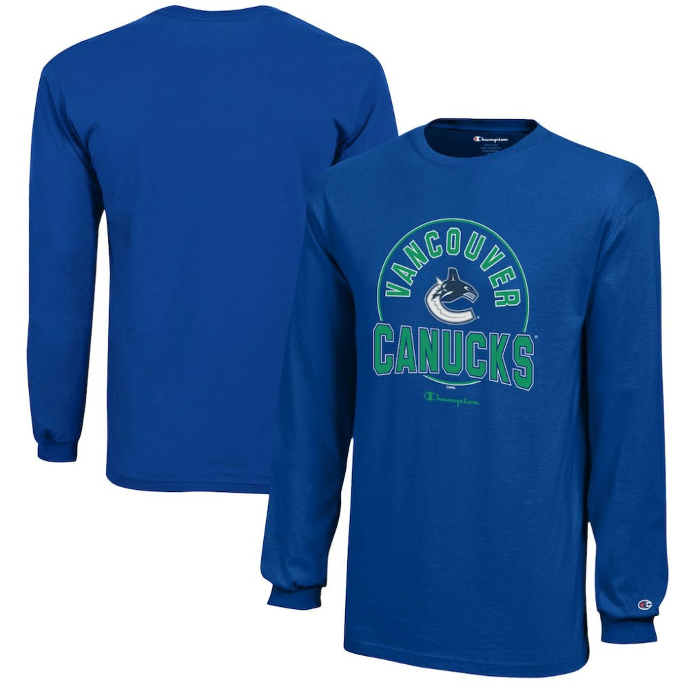 Vancouver Canucks Champion Youth Long-Sleeve Jersey T-Shirt Outlet