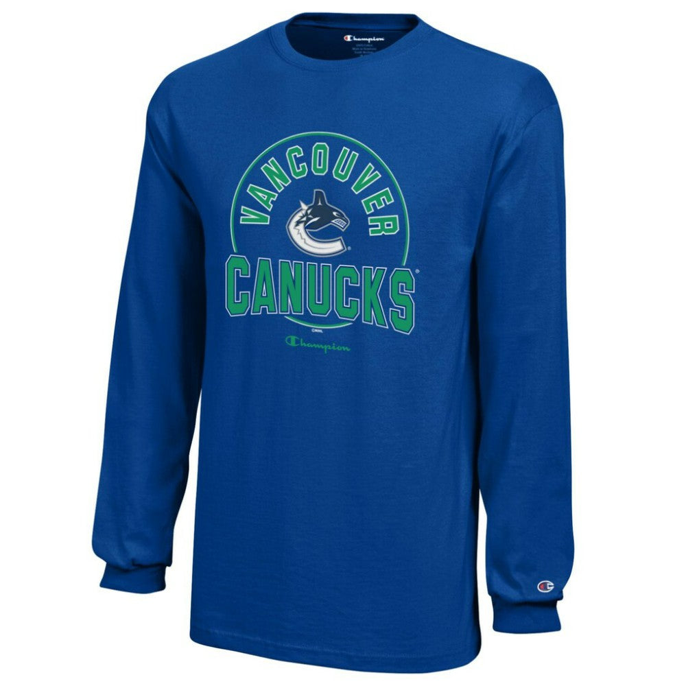 Vancouver Canucks Champion Youth Long-Sleeve Jersey T-Shirt Outlet