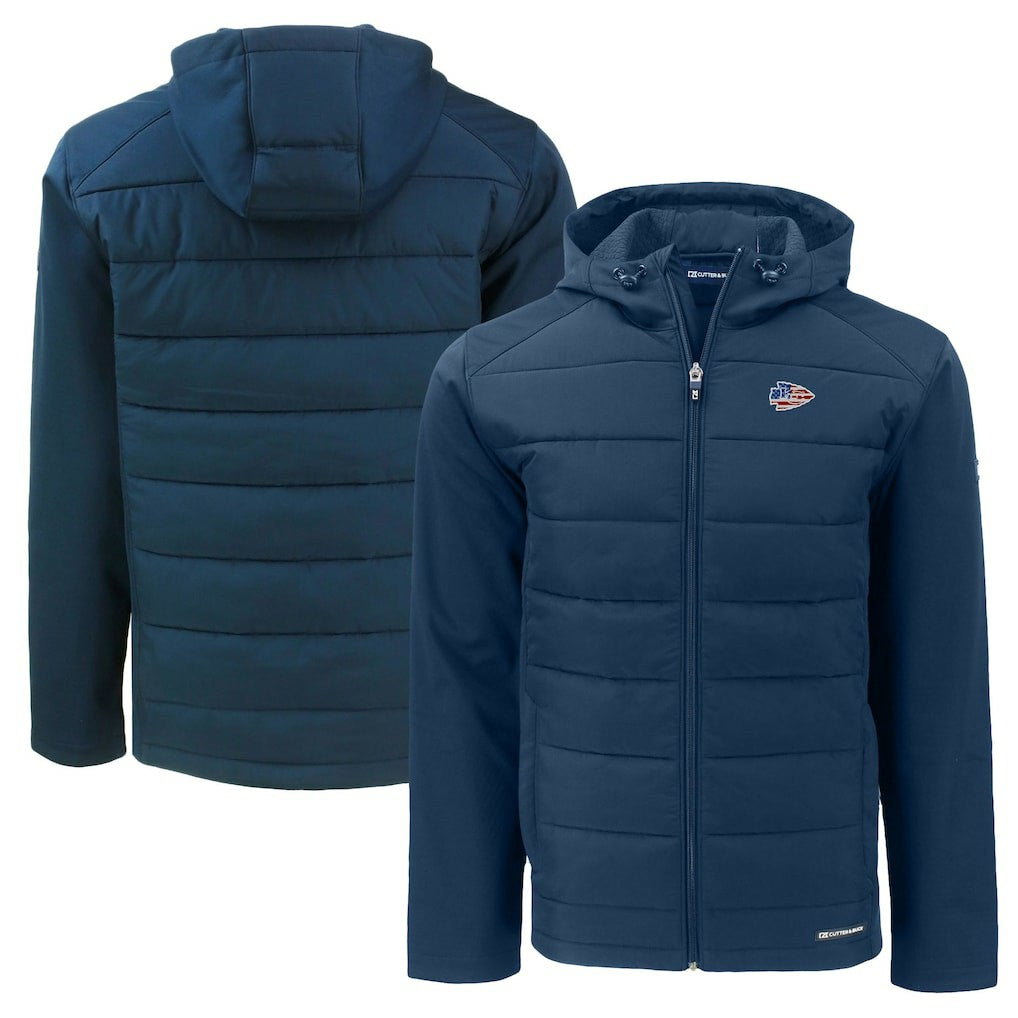 Kansas City Chiefs  Cutter & Buck Americana Evoke Hybrid Eco Softshell Recycled Full-Zip Hooded Jacket