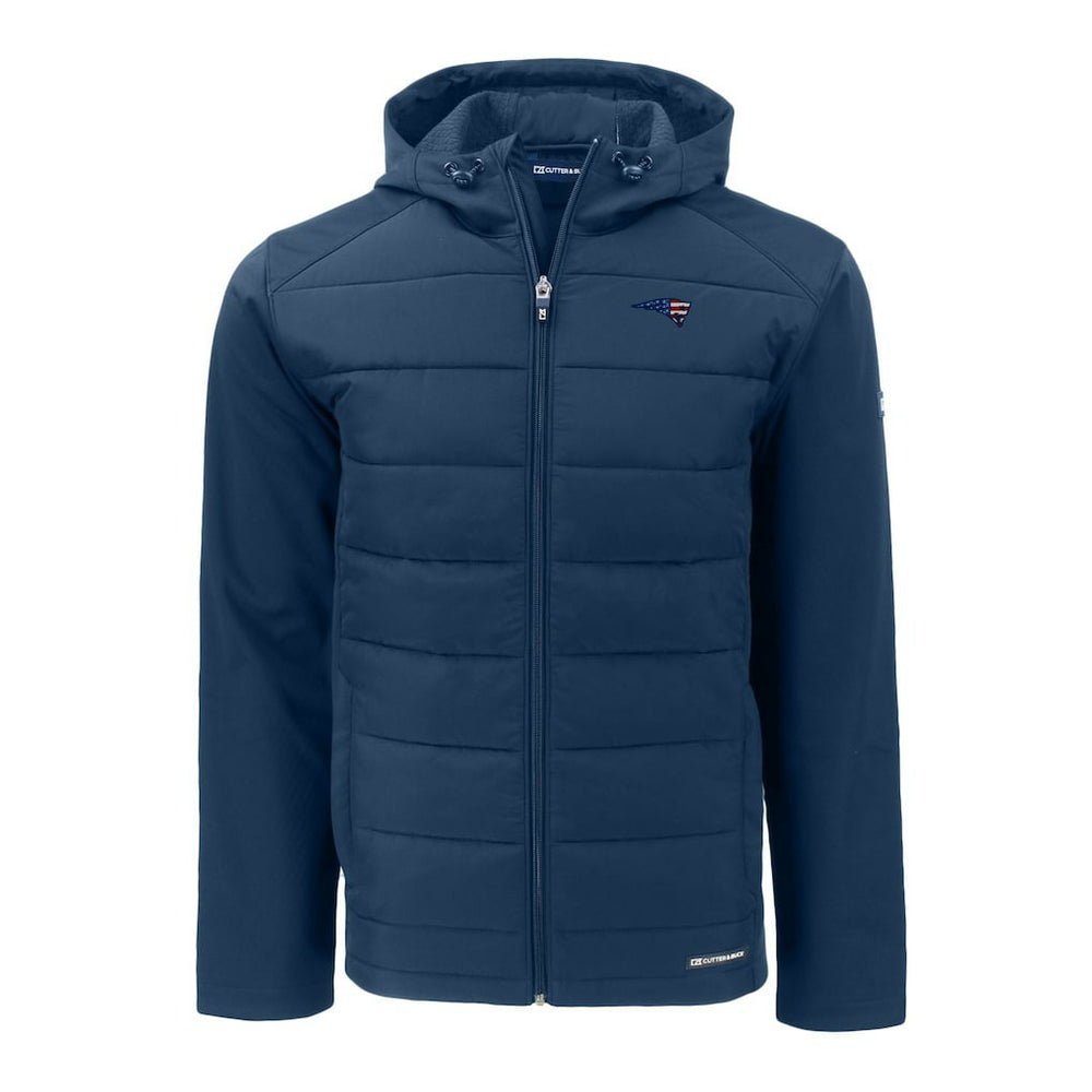 New England Patriots  Cutter & Buck Americana Evoke Hybrid Eco Softshell Recycled Full-Zip Hooded Jacket