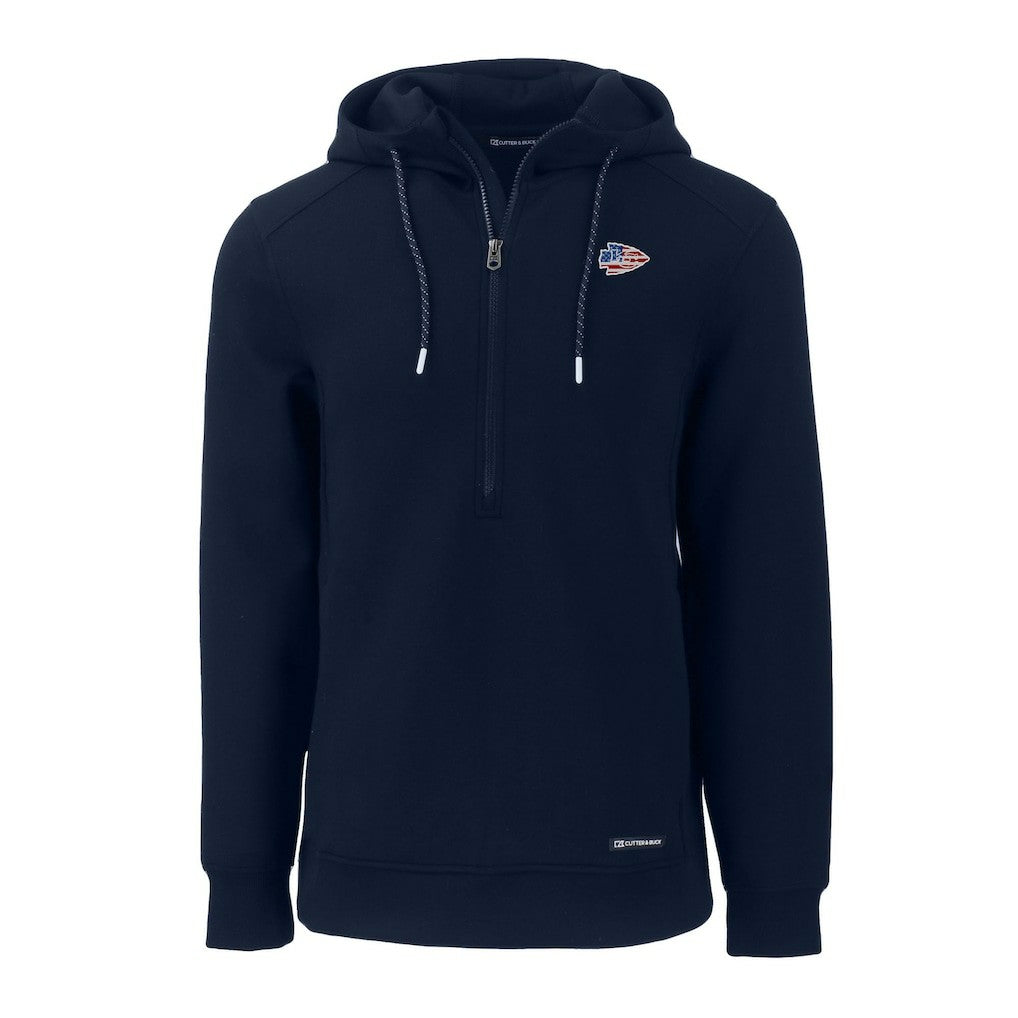 Kansas City Chiefs  Cutter & Buck Americana Roam Eco Half-Zip Recycled Pullover Hoodie