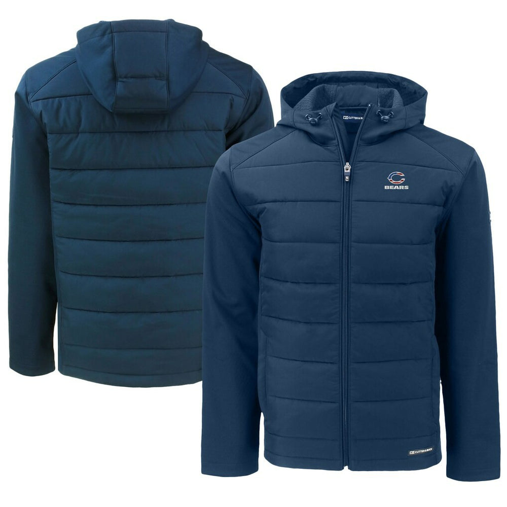 Chicago Bears  Cutter & Buck Big & Tall Americana Evoke Hybrid Eco Softshell Recycled Full-Zip Hooded Jacket