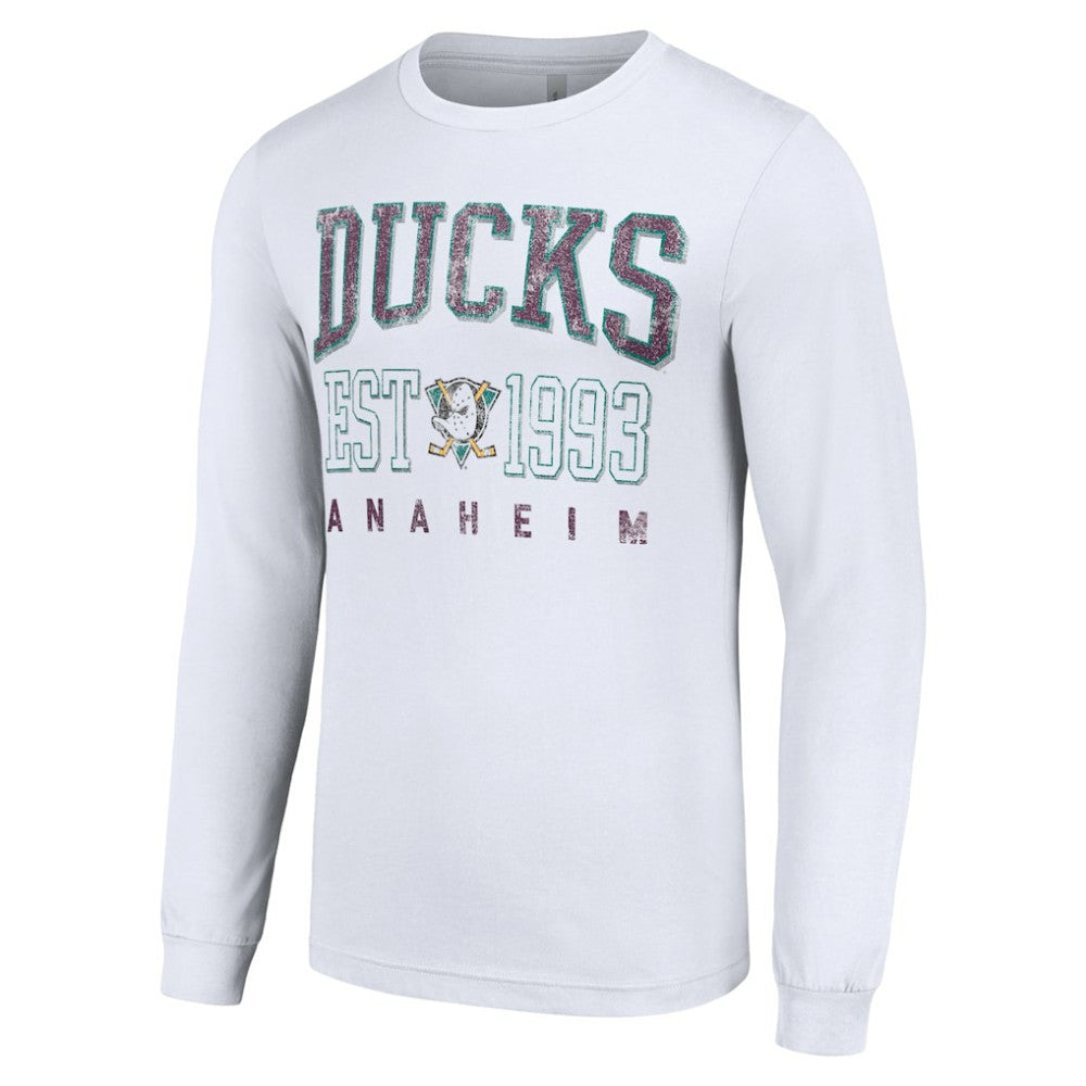 Anaheim Ducks Starter Retro Graphic Long Sleeve Crew T-Shirt On Sale