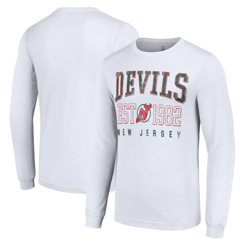New Jersey Devils Starter Retro Graphic Long Sleeve Crew T-Shirt On Sale