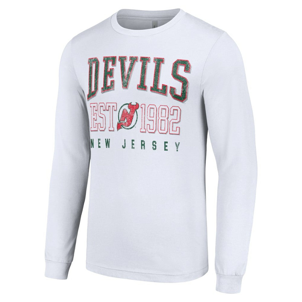 New Jersey Devils Starter Retro Graphic Long Sleeve Crew T-Shirt On Sale
