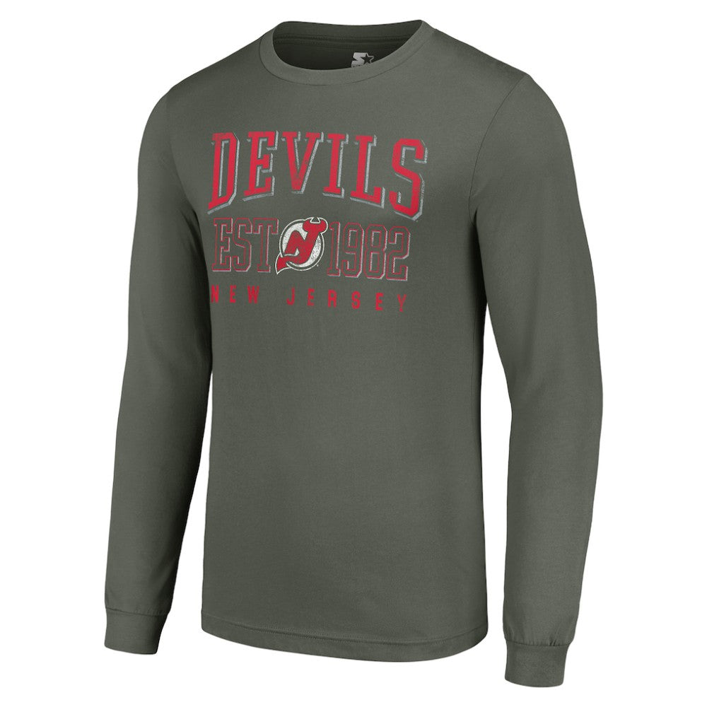 New Jersey Devils Starter Retro Graphic Long Sleeve Crew T-Shirt Discount