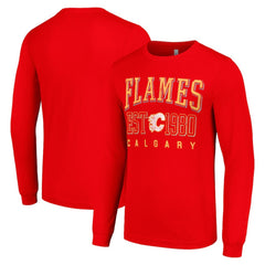 Calgary Flames Starter Retro Graphic Long Sleeve Crew T-Shirt On Sale