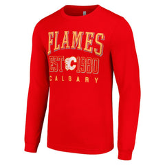 Calgary Flames Starter Retro Graphic Long Sleeve Crew T-Shirt On Sale