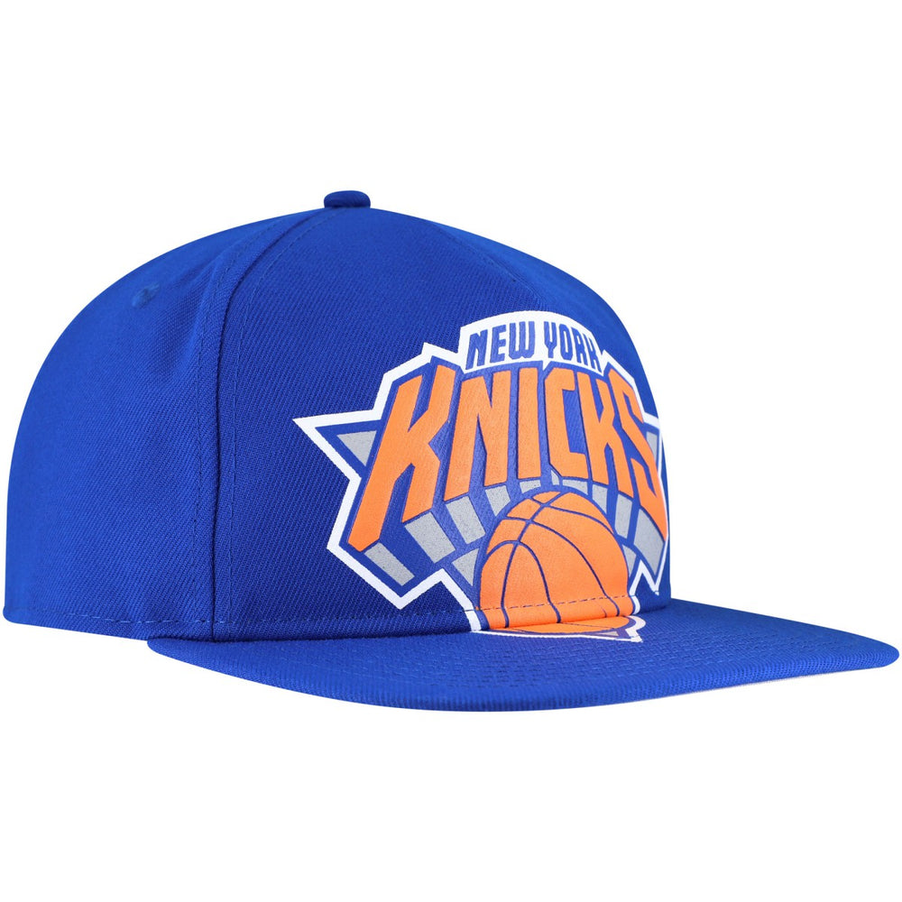 New York Knicks Oversized Puff Print Logo Golfer Snapback Hat Discount