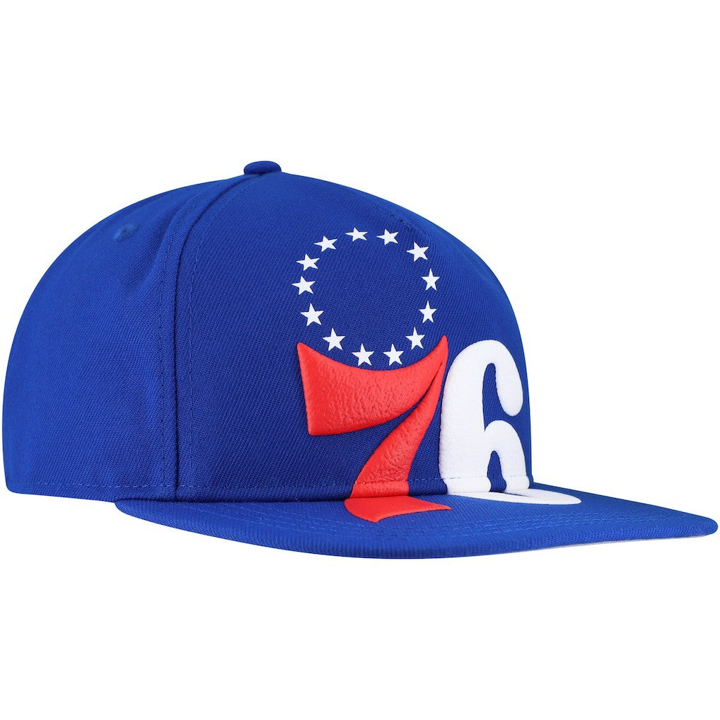 Philadelphia 76ers Oversized Puff Print Logo Golfer Snapback Hat Online