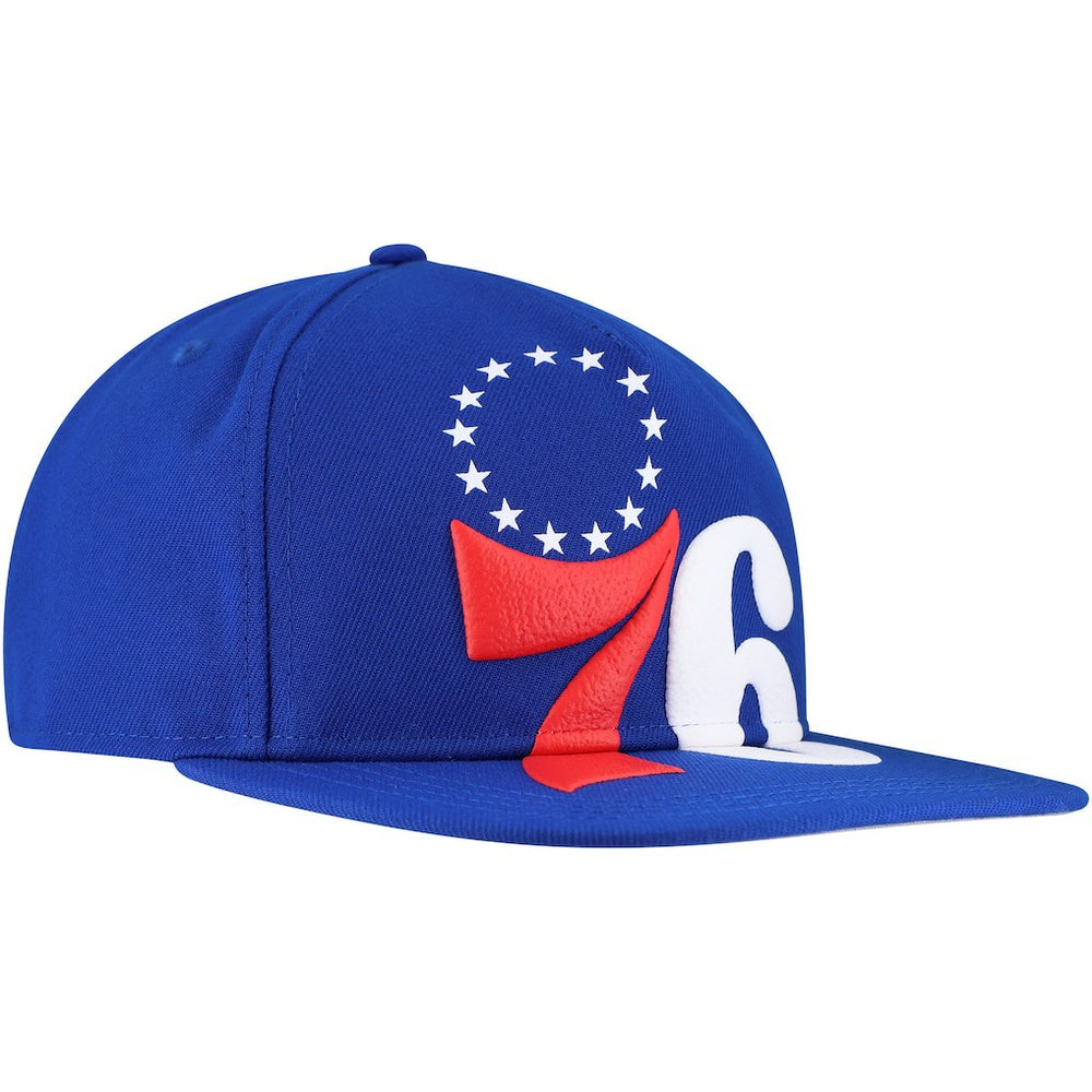 Philadelphia 76ers Oversized Puff Print Logo Golfer Snapback Hat Online