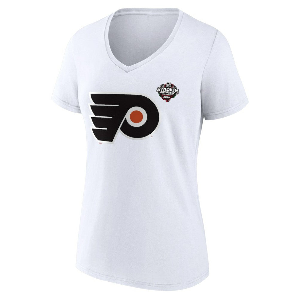 Philadelphia Flyers Fanatics Women's 2024 NHL Stadium Series Logo V-Neck T-shirt For Sale