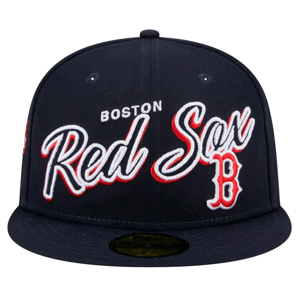 Boston Red Sox New Era Script Sided 59FIFTY Fitted Hat | MLB Sale