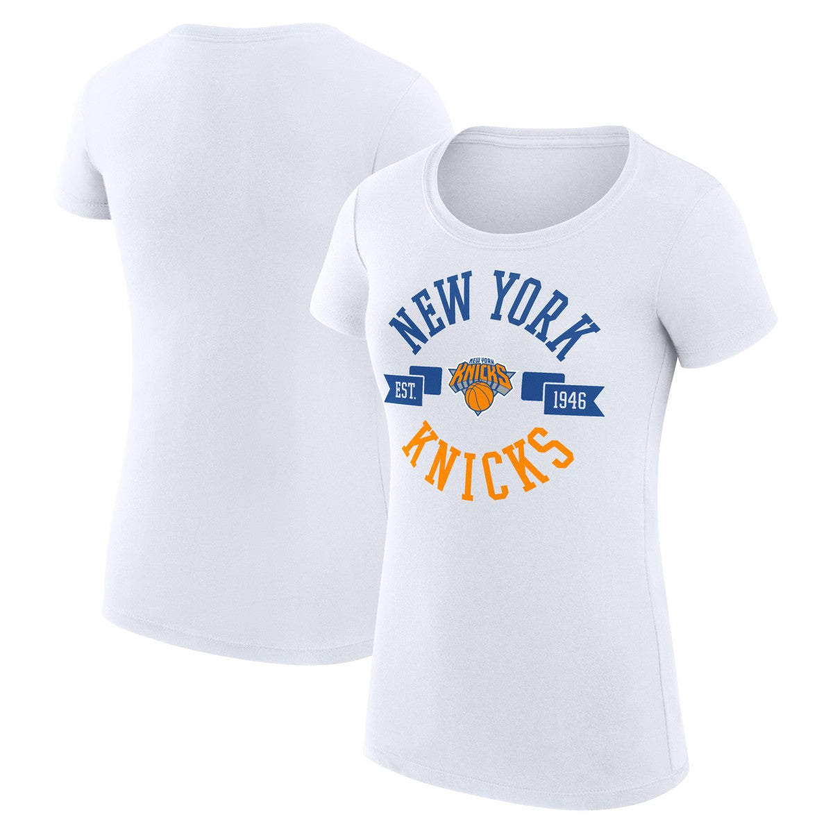 New York Knicks G-III 4Her by Carl Banks Women's Super-Slim Fit Lightweight Large City Logo T-Shirt On Sale
