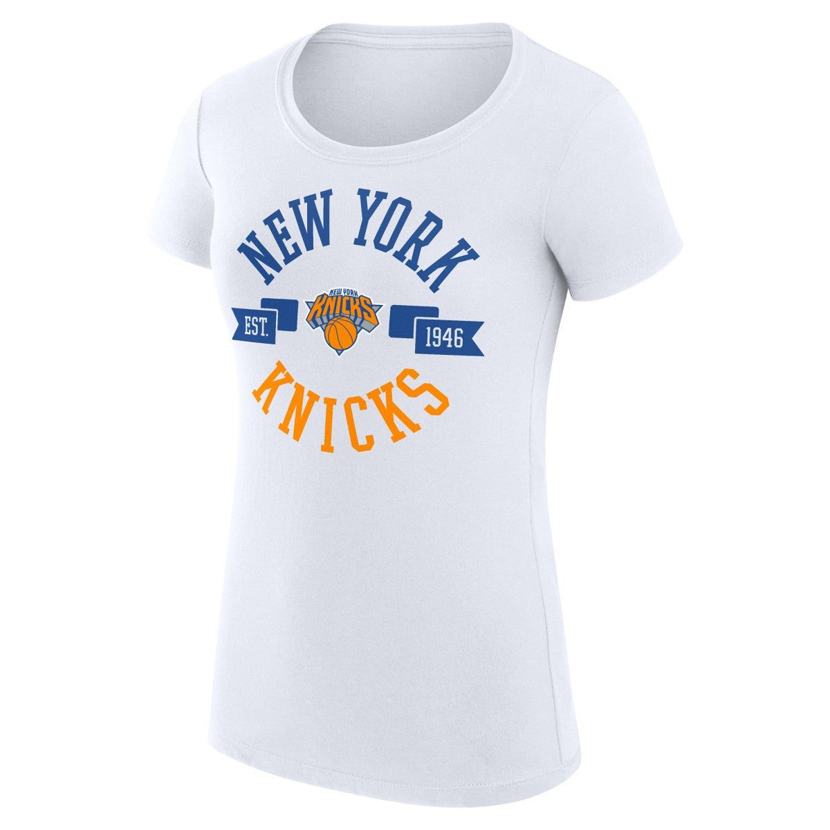 New York Knicks G-III 4Her by Carl Banks Women's Super-Slim Fit Lightweight Large City Logo T-Shirt On Sale