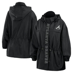 Atlanta Braves WEAR by Erin Andrews Women's Full-Zip Windbreaker Hoodie Jacket | MLB Shop